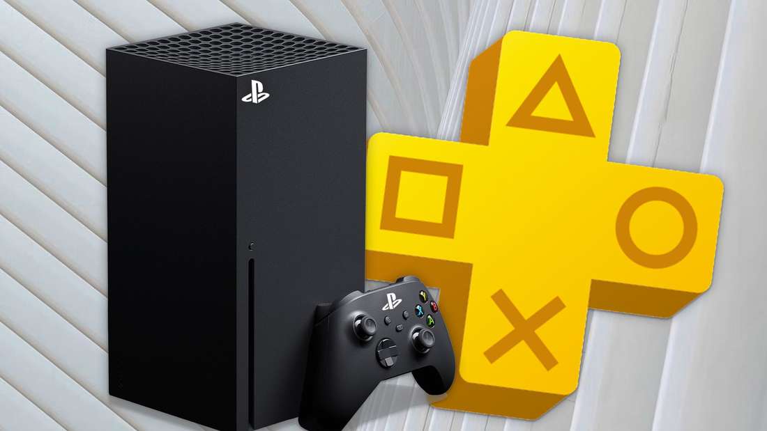 Xbox Series X with PS Plus logo
